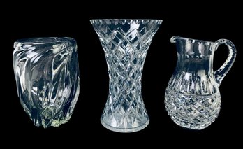 Collection Of Crystal Vases & Pitcher - #S8-2