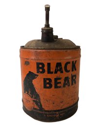 Vintage Black Bear 5-Gallon Oil Can (Made In USA) - #S15-1