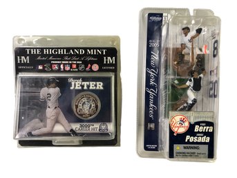 Highland Mint Derek Jeter  Coin & McFarlane Sports Yogi Berra/ Jorge Posada Figures - #S1-5