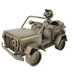 Artisan Handcrafted Metal Jeep Art Sculpture - #FS-2