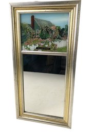 Vintage Reverse Painted Two-Panel Mirror, 'The Rose Cottage' - #A4