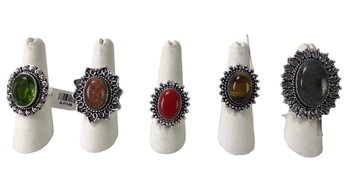 Collection Of German Silver Cocktail Rings - #JC-L