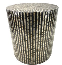 Black Round Capiz Shell Accent Table - #S13-4