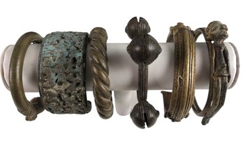 Collection Of Antique African Bronze Cuff Bracelets - #FS-6