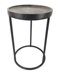 Round Wood & Wrought Iron Accent Table (Made In India) - #FF