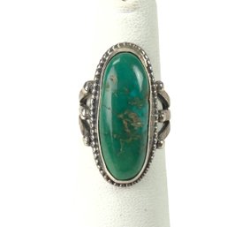 Sterling Silver Oval Turquoise Ring ( Size 5-3/4) - #JC-B2