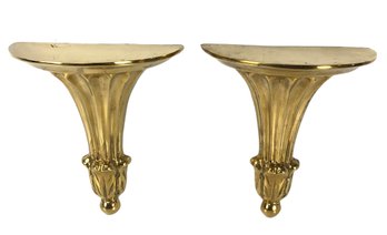 Vintage Brass Wall Sconce Shelves (Set Of 2) - #S19-3