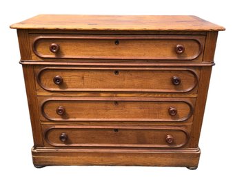 Antique Solid Oak 4-Drawer Entryway Console / Chest Of Drawers - #BR