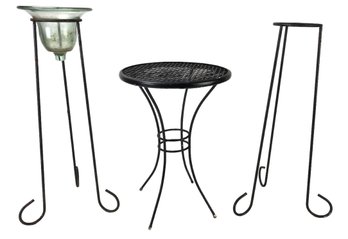 Wrought Iron Round Side Table, Votive Candleholder & Stand - #SW-3