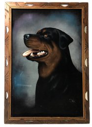 Signed Rottweiler Velvet Art By David Ortiz - #SW-5