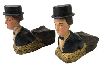 Vintage Charlie Chaplin Chalkware Bookends - #S6-3