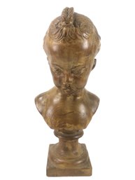 Carved Wood Bust Of A Young Girl, (After) Jacques Francois Saly - #S10-1