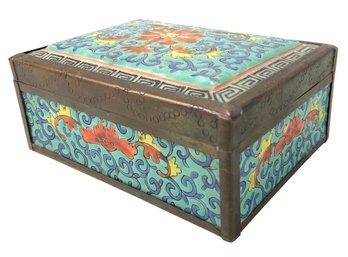 Vintage Chinese Bronze Enamelware Trinket / Jewelry Box - #FS-3