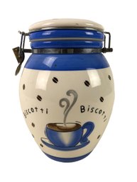 Hand Painted Ceramic Biscotti Jar By Inspirado - #S8-2