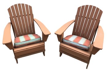 Stained Wood Adirondack Chairs With Cushions - #FF