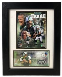 Framed NFL Football NY Jets Brett Favre Photo & Stamped Envelope - #A2