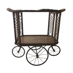 Antique Wicker Tea Cart - #FF