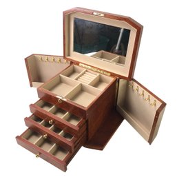4-Drawer Wood Jewelry Box With Mirror - #S17-2