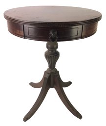 Mahogany Single Drawer Drum Table With Lion Face Pull - #FF