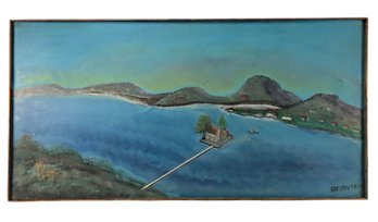 River Landscape Acrylic On Board Painting, Signed Bruno Del Favero (1910-1995) - #BR