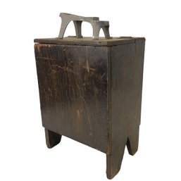 Antique Wood Shoe Shine Box With Cast Iron Foot Rest - #S13-1