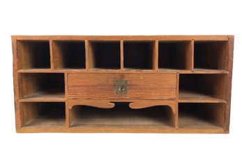 Vintage Pine Wood Desk Organizer - #S9-5