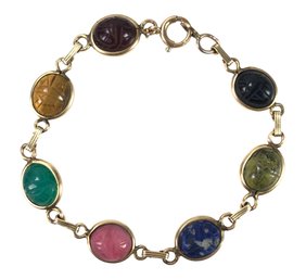 12K Gold Filled Multi-Stone Scarab Beetle Bracelet - #JC-B