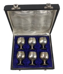 Vintage Silver Plate Cordial Goblets With Case - #S6-3