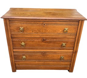 19th Century Solid Oak Entryway Console / Chest Of Drawers - #BR