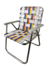 Vintage Multi-Color Webbed Aluminum Folding Lawn Chair - #BR