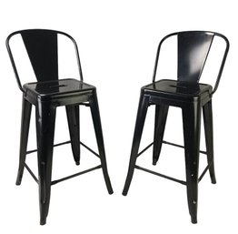 Tolix Style Black Metal Counter Stools (Set Of 4) - #BR