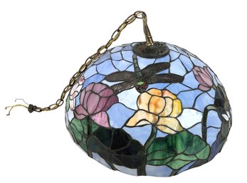 Dragonfly & Flower Stained Glass Hanging Ceiling Lamp - #S4-3