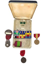 Military Service Bars, National Defense Service Medal, 1937 American Legion Pin & More - #FS-3