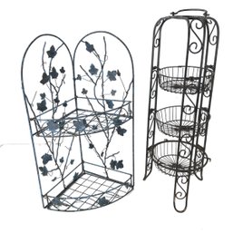 Metal Wire Corner Plant Stand & 3-Tier Fruit Basket Stand - #S17-2