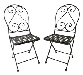 Folding Metal Outdoor Bistro Chairs (Set Of 2) - #BR