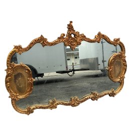 Hollywood Regency Rococo Style Gilt Wood Mantel Mirror - #BR