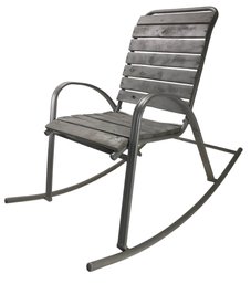 Gray Wood Slat & Metal Porch Rocking Chair - #FF