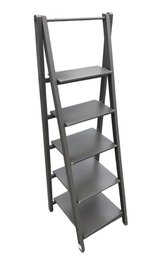 Folding 5-Tier Gray Ladder Bookcase - #BR