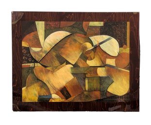 Cubist 3D Lacquered Wood Wall Panel Art - #BR