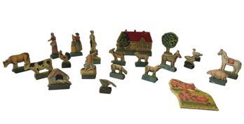 19th Century Lithographic Cardboard Toy Farm Set - #S16-3