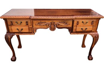 Chippendale Style Carved Wood Desk With Ball & Claw Front Feet - #FF