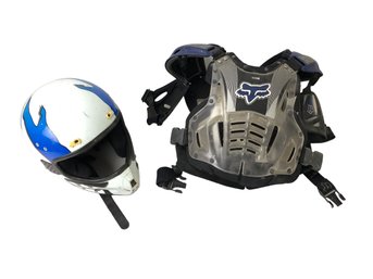 Youth Fox Racing Chest Gurad & Motocross Helmet - #S14-1