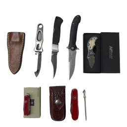 Collection Of Folding & Pocket Knives: AG Russell, United, MTech, Victorinox Swiss & More - #S14-4