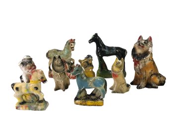 Vintage Carnival Prize Chalkware Dog & Pony Statues - #S17-2