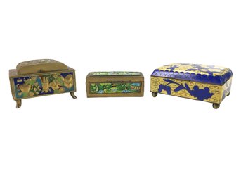 Collection Of Chinese Enamelware Trinket / Jewelry Boxes - #FS-6