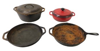 Collection Of Lodge Cast Iron Skillets & Dutch Ovens - #S10-1