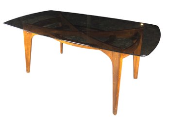 Mid-Century Modern Adrian Pearsall Compass Dining Table With Smoked Glass Top - #BR