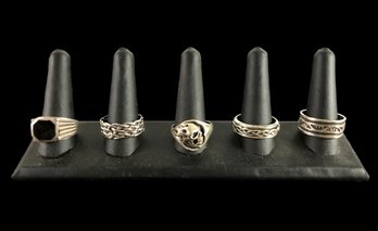 Collection Of Men's Sterling Silver Rings (Size 12-15) - #JC-B