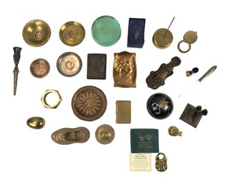 Collection Of Vintage Paperweights, Catchall Trays, Wax Stamp Seals & More - #S19-3