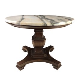 Marble Top Mahogany Accent Table - #FF